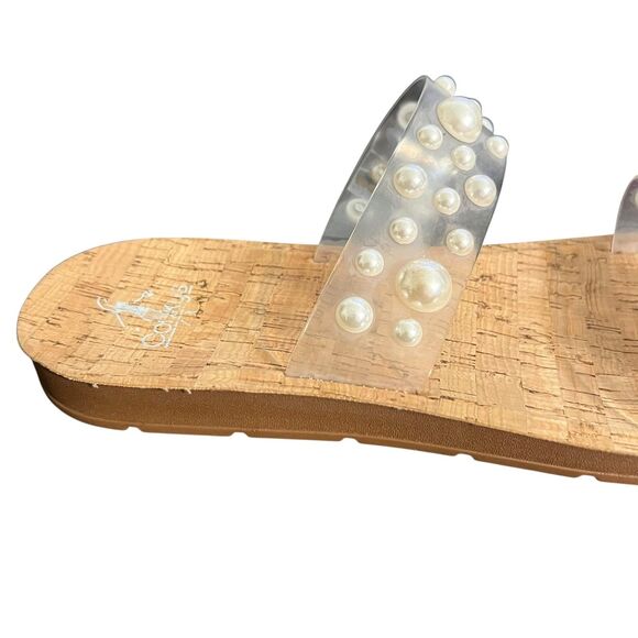 Corkys Sandals Womens Size 10 Clear Pearl Beaded Slide Cork Footbed Slip On - Picture 10 of 14